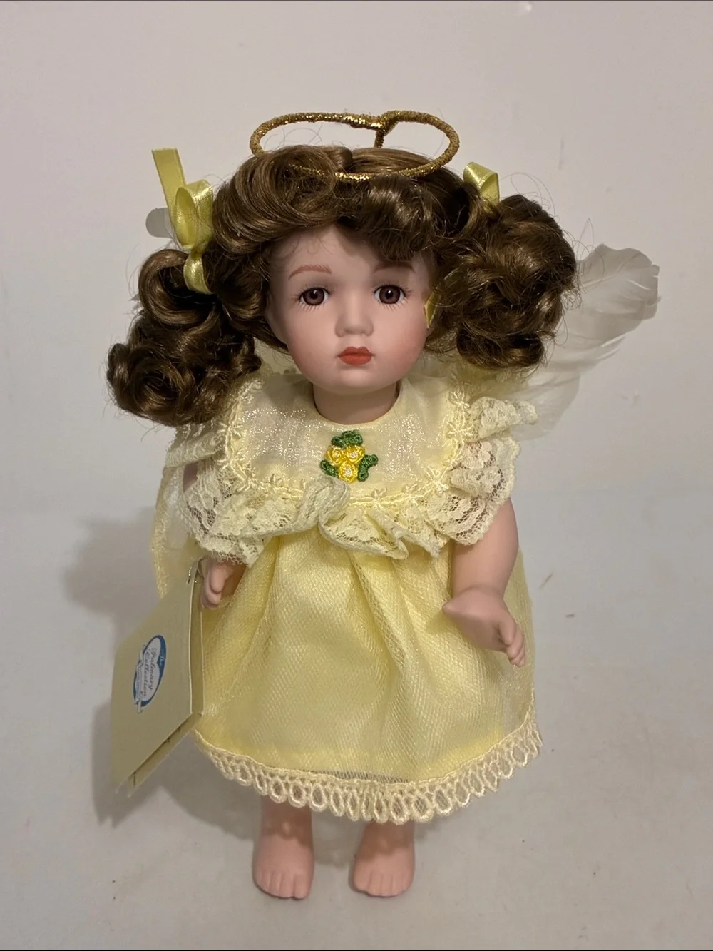 The Palmary Collection Three Heart: Yellow Angel Doll with Lace Dress